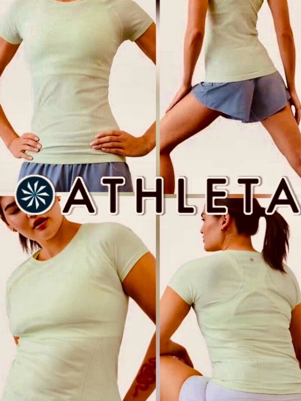 * Athleta Light Mint Green Short Sleeve Active Momentum Tee SZ Medium *